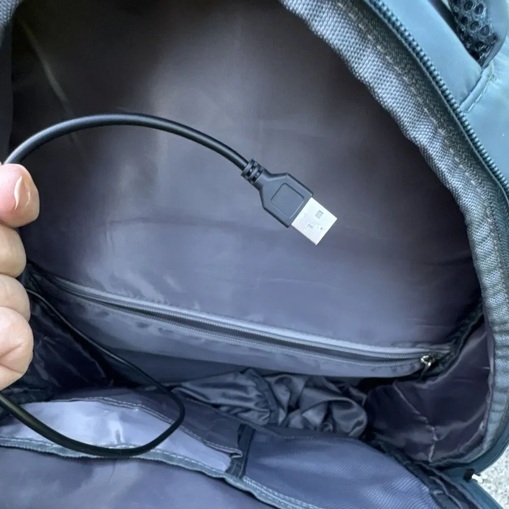 Padded Water Resistant USB Charging Port Blue Polyester Laptop Backpack 15
